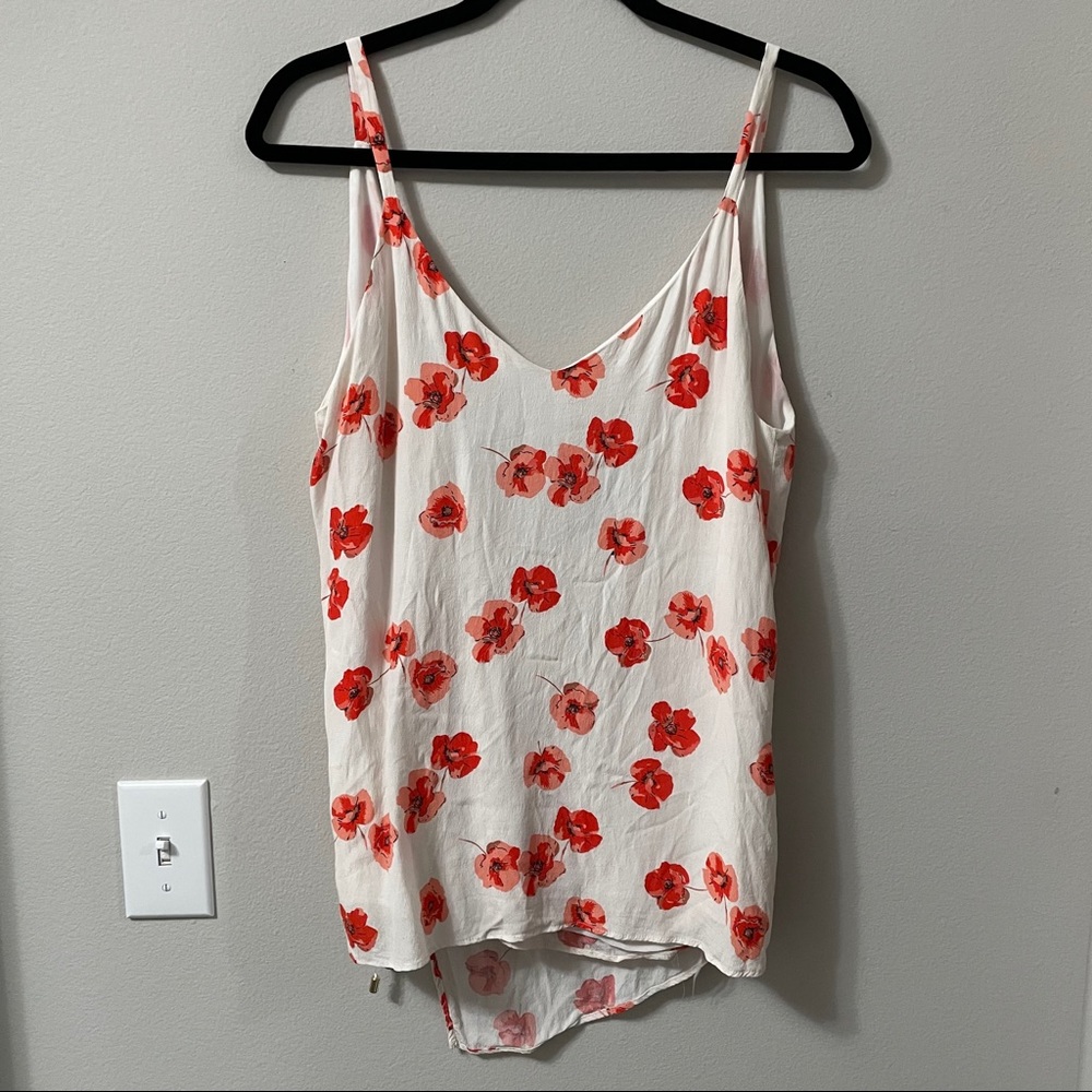 Zara Orange Red Floral Blouse Top